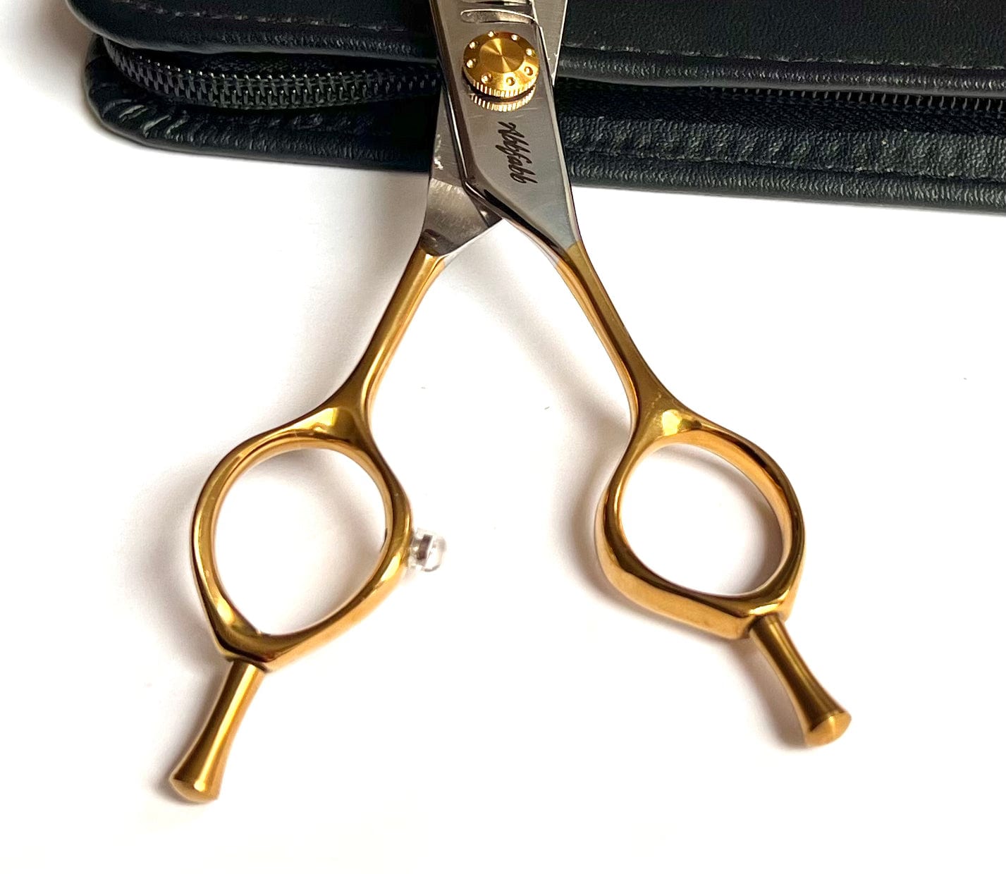 Abbfabb Grooming Scissors 7.5" Reversible Curved Texturising Dog Grooming Scissor. 7.5" Flippable 7.5" Curved Chunker with offset finger holes.