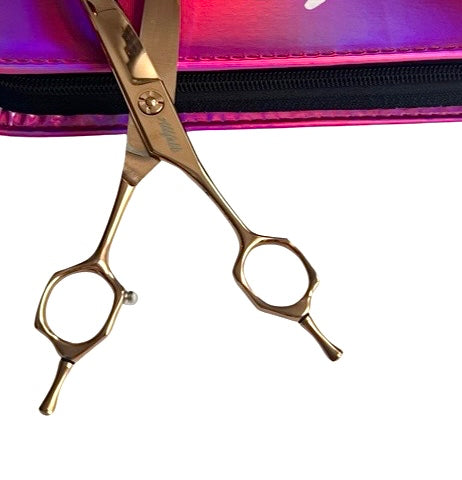 flippable curved scissors-flippable curved grooming shears- curved scissors for dogs- asian fusion curved scissors for dog grooming 