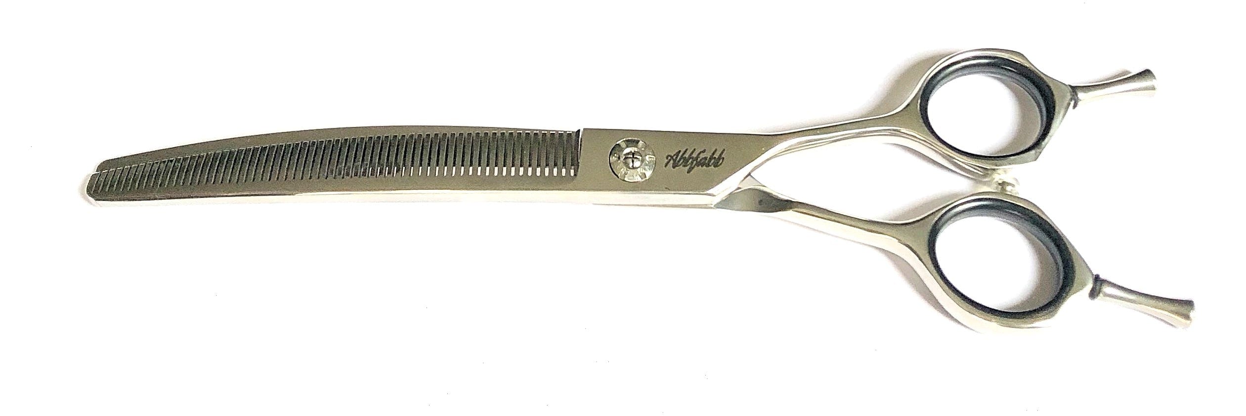 Abbfabb Grooming Scissors Ltd 7" 60 Micro Serrated Teeth Reversible Curved Blending Dog Grooming Scissor. A 7" Flippable Curved Blending Dog Grooming Scissors 