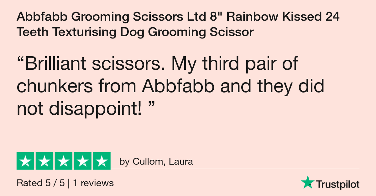 Customer review for Abbfabb Grooming Scissors Ltd 8" Rainbow Kissed 24 Teeth Texturising Dog Grooming Scissor