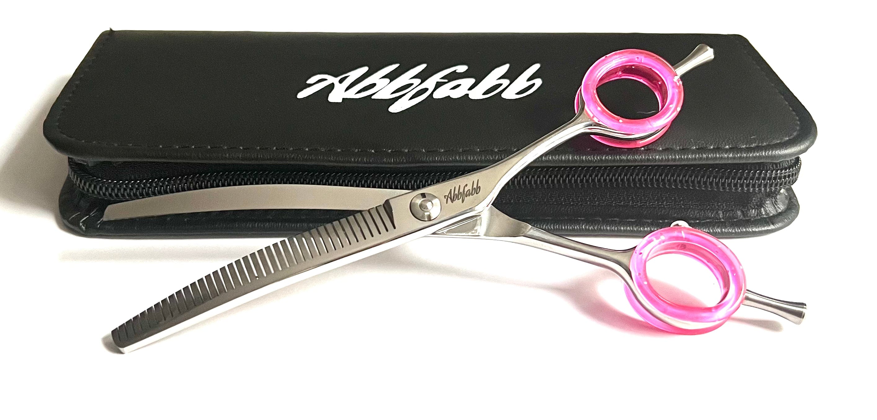 Abbfabb Grooming Scissors 6.5" Reversible Curved Thinning Dog Grooming Scissor. Flippable Curved Fluffer. Curved grooming shear