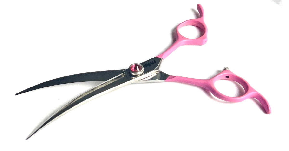 curved dog grooming scissor-curved grooming shears-curved shears for dog grooming-curved scissors for dog grooming-asian fusion dog grooming-Abbfabb