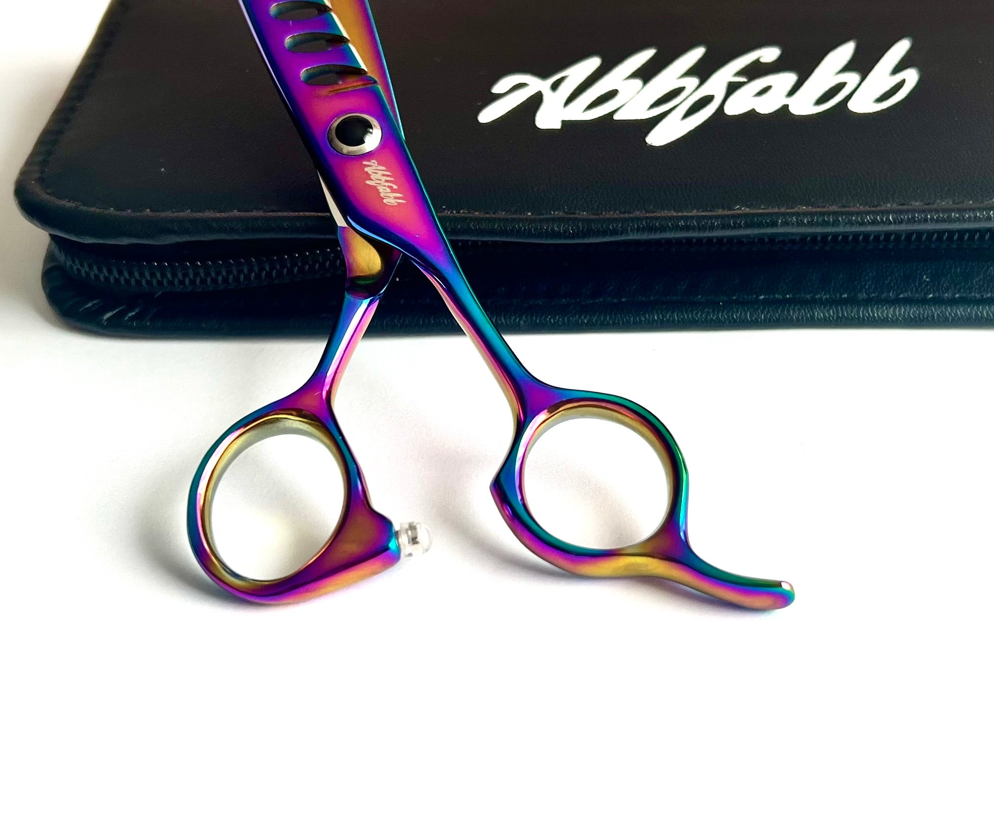 6" 8 Tooth Rainbow Kissed Dog Grooming Chunker by Abbfabb Grooming Scissors Ltd 