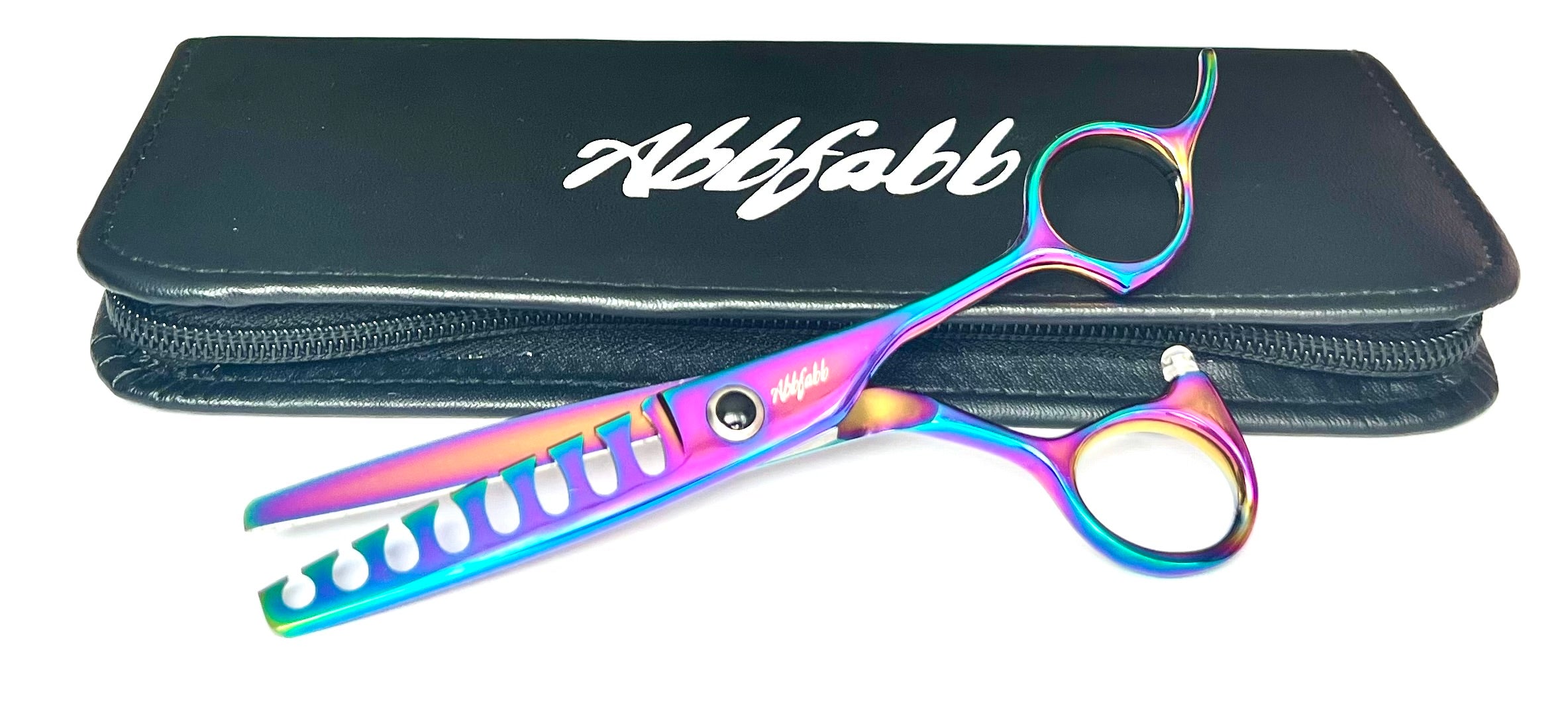 6" 8 Tooth Rainbow Kissed Dog Grooming Chunker by Abbfabb Grooming Scissors Ltd 