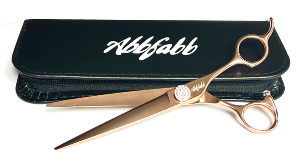 7" Straight Dog Grooming Scissor with jewelled raised tension screw by Abbfabb Grooming Scissors Ltd 