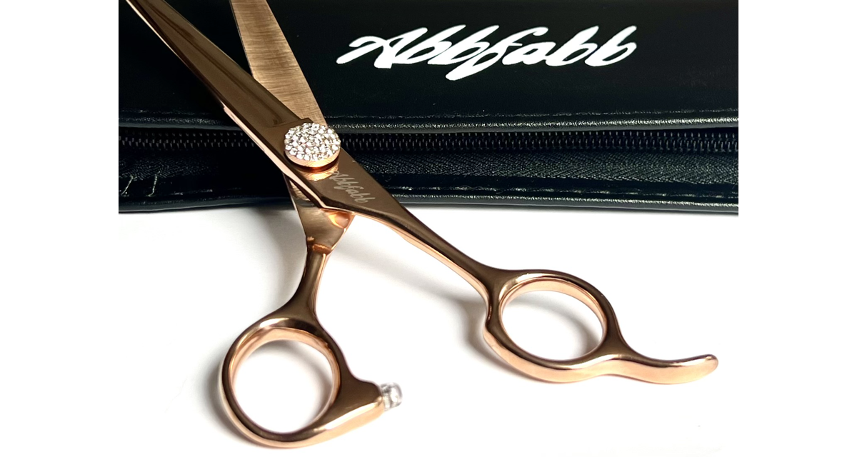 7" Straight Dog Grooming Scissor with jewelled raised tension screw by Abbfabb Grooming Scissors Ltd 