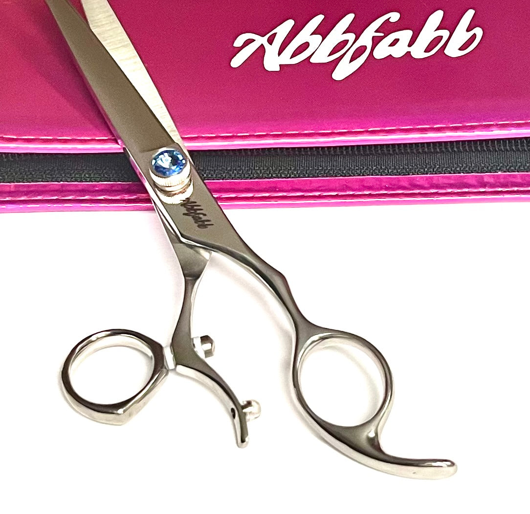 7.5" Curved Scissor for dog grooming with Swivel Handle design by Abbfabb