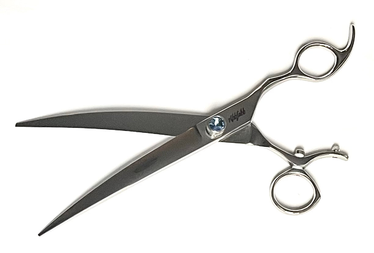 7.5" Curved Scissor for dog grooming with Swivel Handle design by Abbfabb