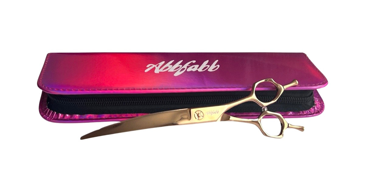 flippable curved scissors-flippable curved grooming shears- curved scissors for dogs- asian fusion curved scissors for dog grooming 