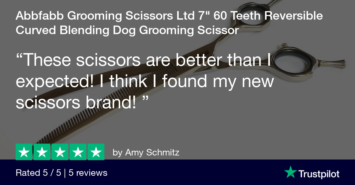 Customer review for Abbfabb Grooming Scissors Ltd 7" 60 Micro Serrated Teeth Reversible Curved Blending Dog Grooming Scissor. A 7" Flippable Curved Blending Dog Grooming Scissors 