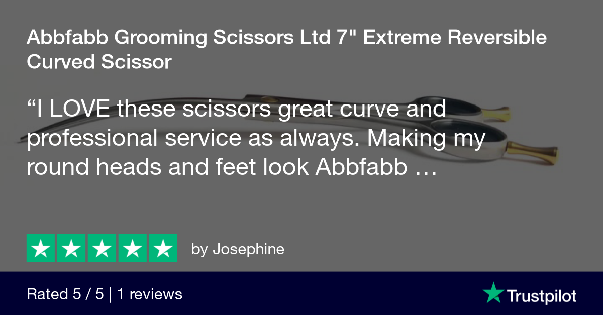 Customer review for Abbfabb Grooming Scissors 7" Extreme Reversible Curved Dog Grooming Scissor. 7" Asian Fusion style dog grooming scissor. Muzzle Makers.