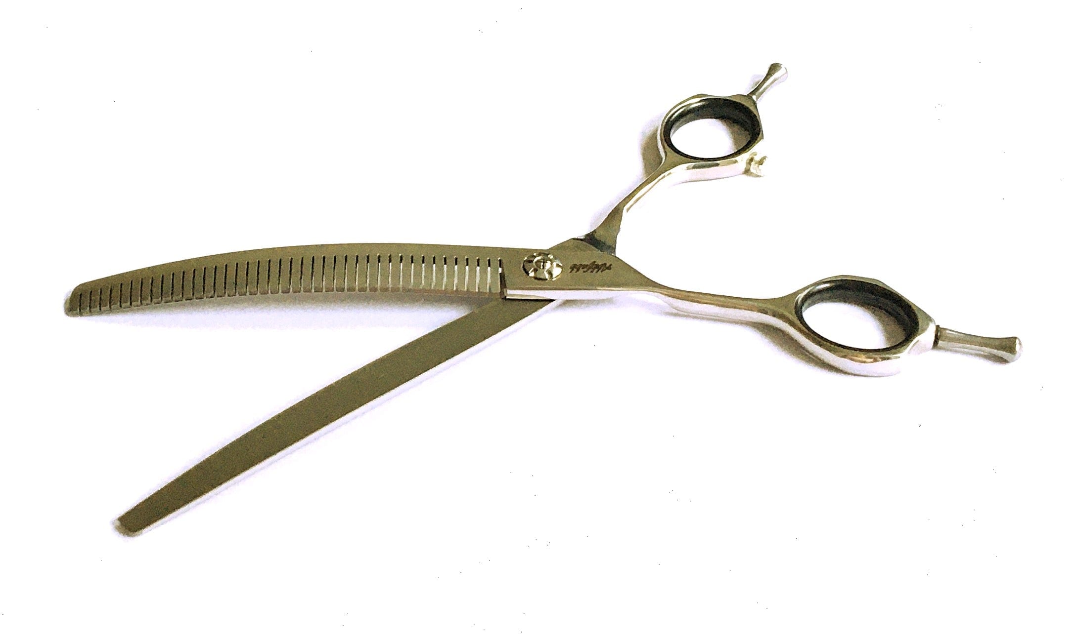 Abbfabb Grooming Scissors Ltd Left Handed 7" 40 Piano Teeth Reversible Curved Thinning Scissor. Left Handed 7" Flippable Curved Fluffer.