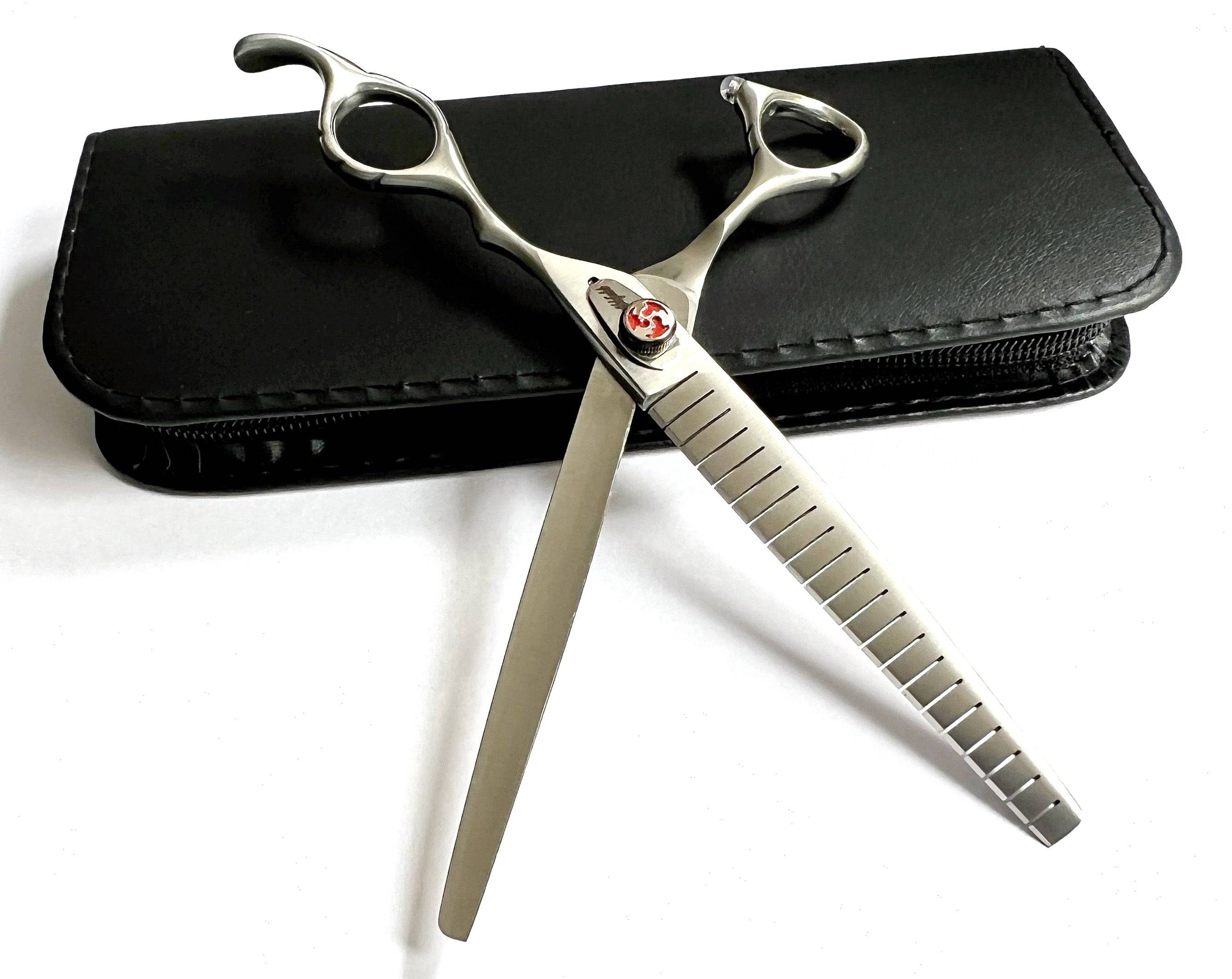 7.5" 21 Straight Piano Teeth thinning Scissor. 7.5" Fluffer by Abbfabb Grooming Scissors Ltd
