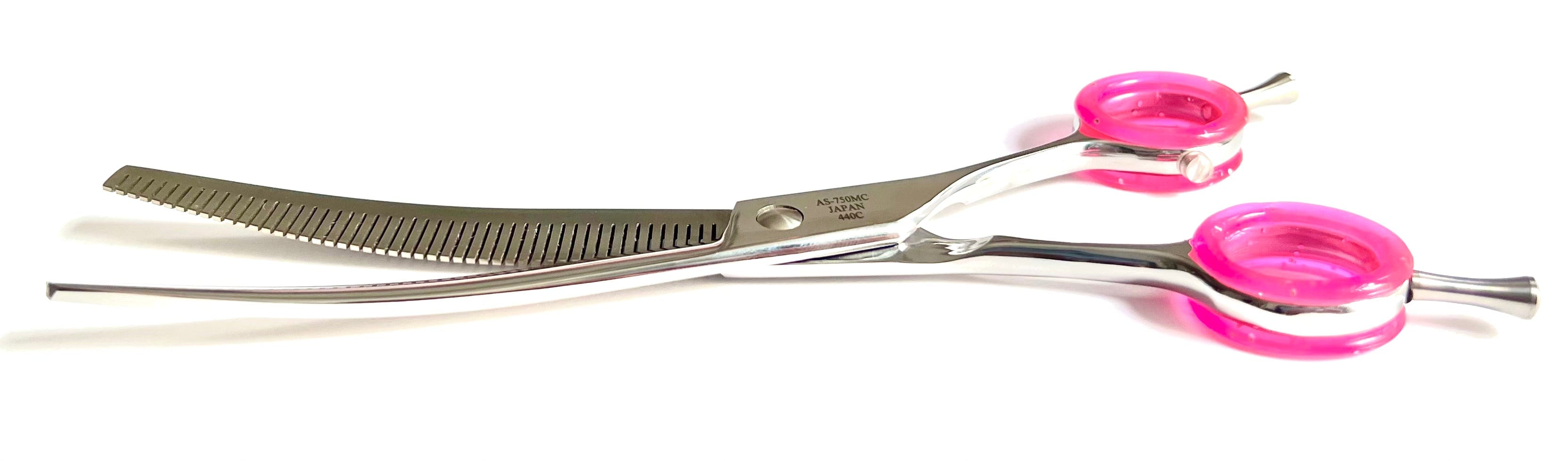 Abbfabb Grooming Scissors ltd 7.5" 40 Piano Teeth Reversible Curved Thinning Dog Grooming Scissor. 7.5" Flippable Curved Fluffer
