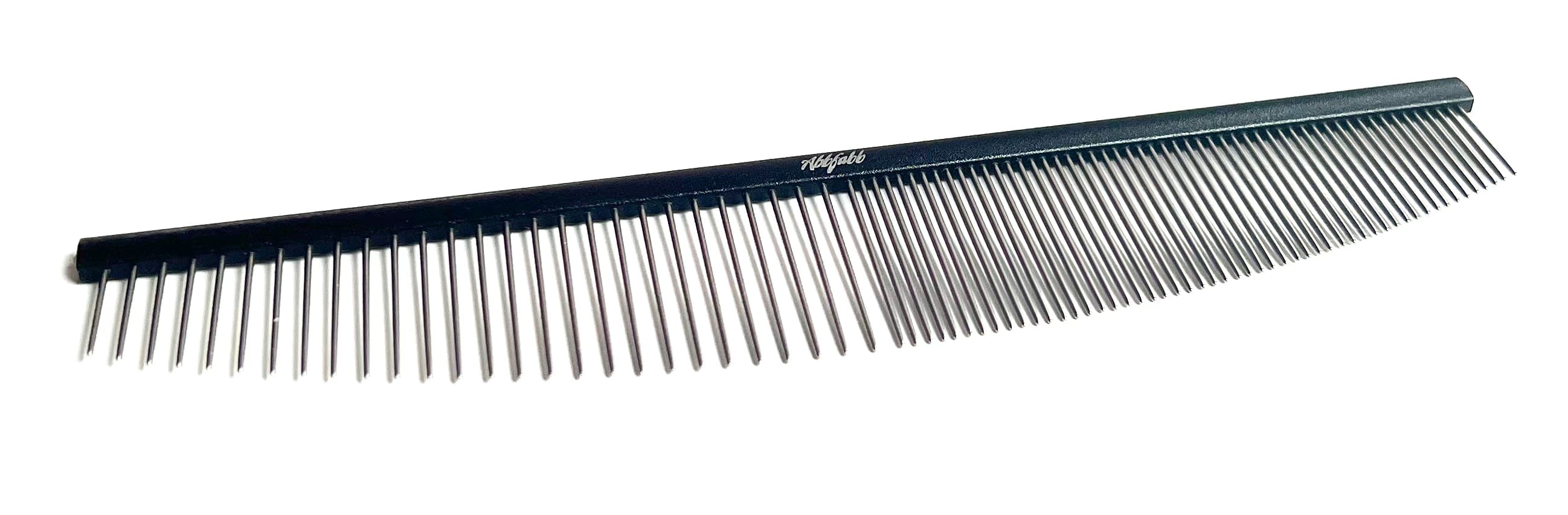 Abbfabb Grooming Scissors 8" Dual Purpose Crescent Comb in black. Moon comb for dog grooming 