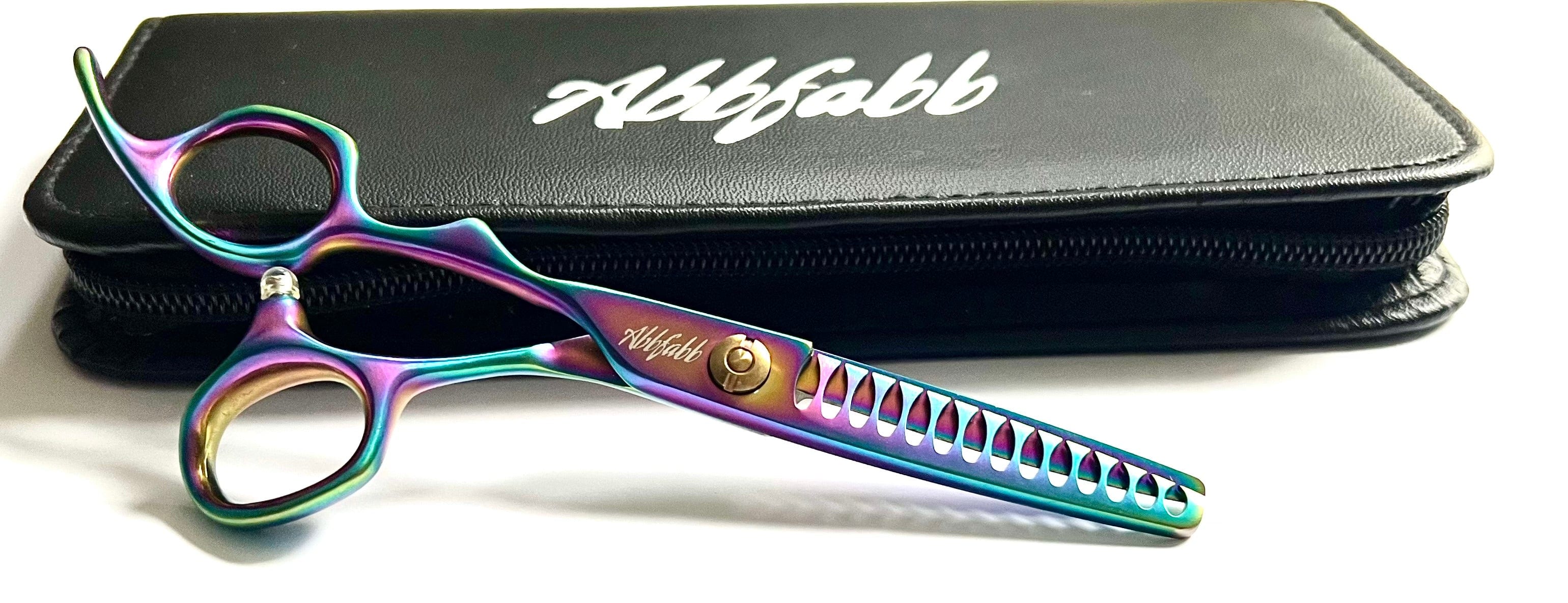 Abbfabb Grooming Scissors Left Handed 5.5" Rainbow Kissed Chunker