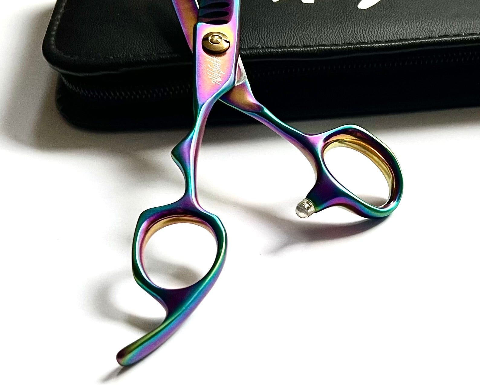 Abbfabb Grooming Scissors Left Handed 5.5" Rainbow Kissed Chunker