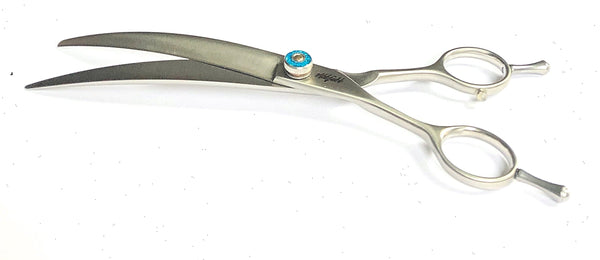 Abbfabb Grooming Scissors Ltd 7" Left Handed Reversible Curved Dog Grooming Scissor. 7" Fliappble curved dog grooming scissor