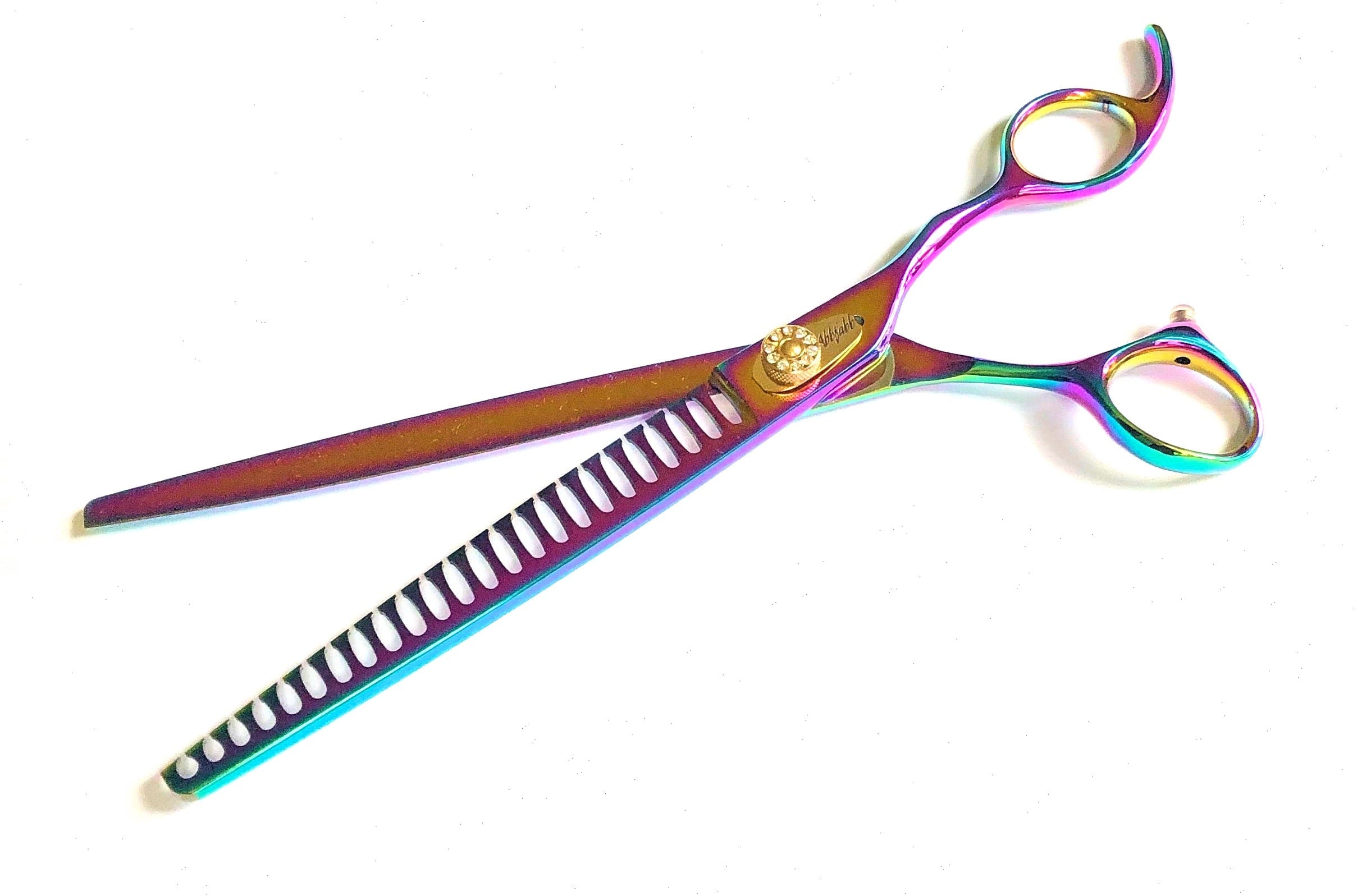 Abbfabb Grooming Scissors Ltd 8" Rainbow Kissed 24 Teeth Texturising Dog Grooming Scissor