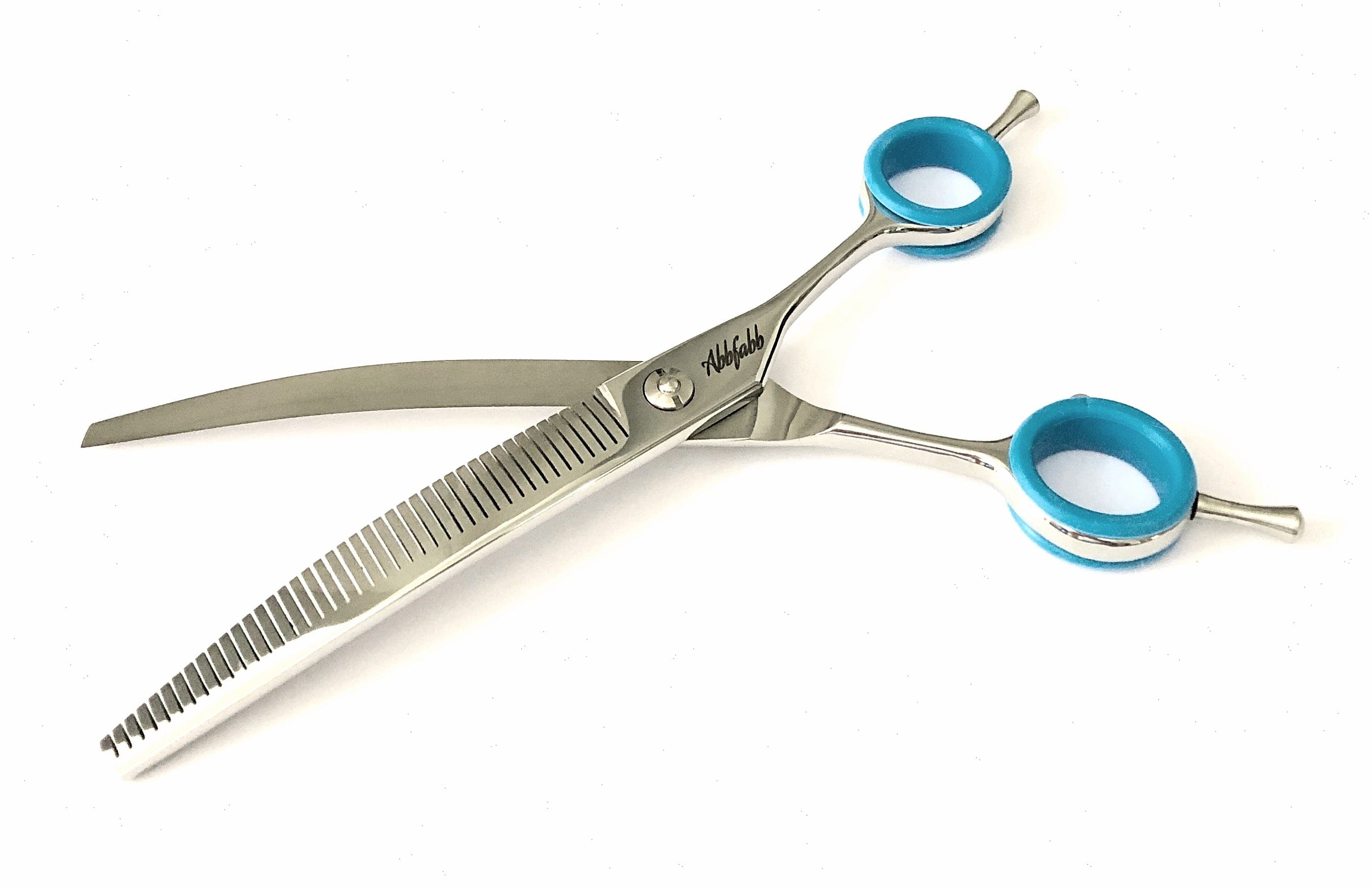 Abbfabb Grooming Scissors Ltd 7" 40 Piano Teeth Reversible Curved Thinning Scissor. 7" Flippable curved fluffer