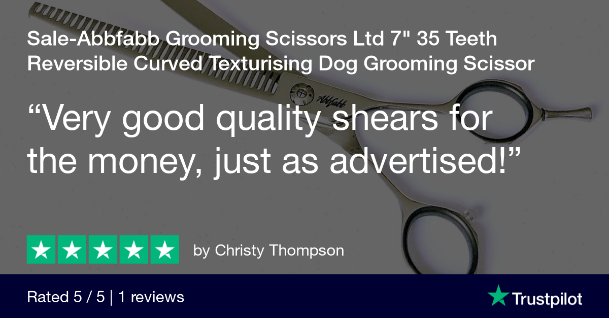 Customer review for Abbfabb Grooming Scissors Ltd 7" 60 Micro Serrated Teeth Reversible Curved Blending Dog Grooming Scissor. A 7" Flippable Curved Blending Dog Grooming Scissors