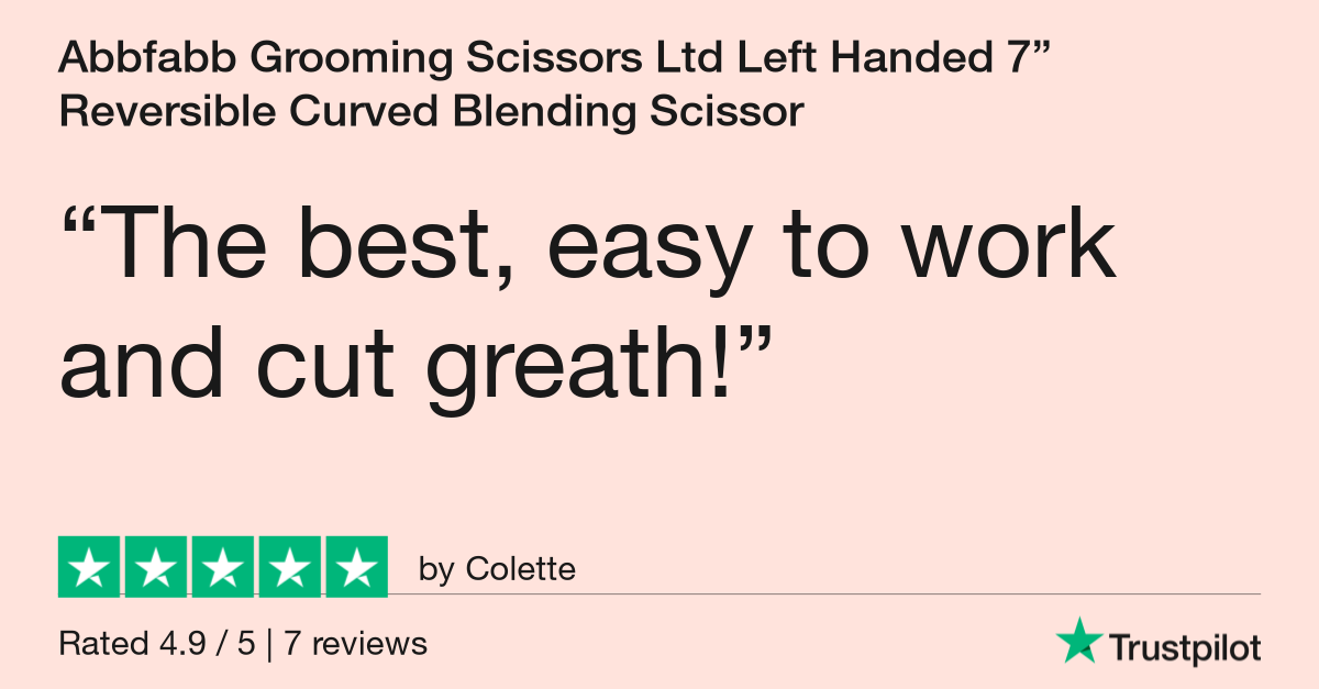 Customer review for Abbfabb Grooming Scissors Ltd Left Handed 7” Reversible Curved Blending Dog Grooming Scissor. Left Handed 7" Flippable Blending Scissor with Micro Serrate Teeth. 