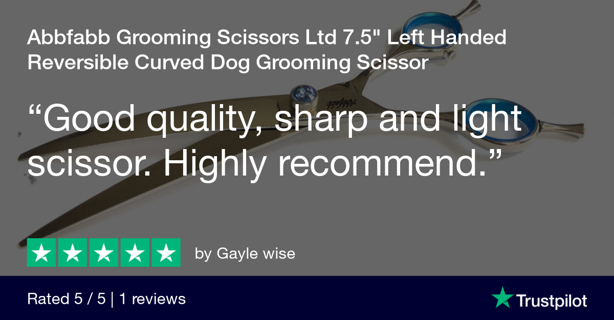 Customer review for Abbfabb Grooming Scissors Ltd 7.5" Left Handed Reversible Curved Dog Grooming Scissor. 7.5" Flippable Curved Dog Grooming Scissor 