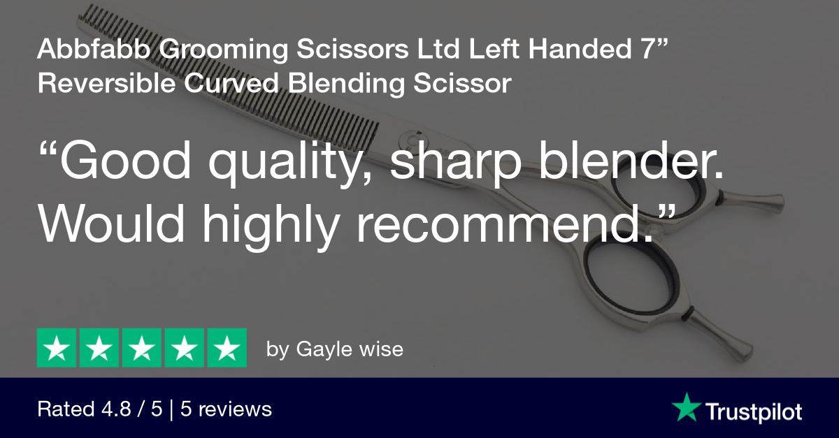 Customer review for Abbfabb Grooming Scissors Ltd Left Handed 7” Reversible Curved Blending Dog Grooming Scissor. Left Handed 7" Flippable Blending Scissor with Micro Serrate Teeth. 