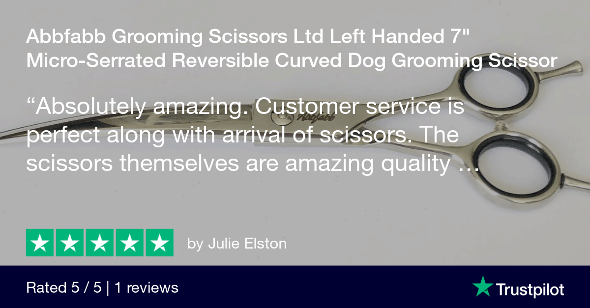 Abbfabb Grooming Scissors Ltd Left Handed 7" Micro-Serrated Reversible Curved Dog Grooming Scissor