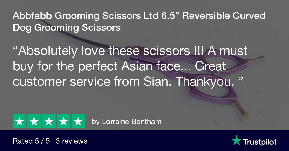 Customer review for Abbfabb Grooming Scissors 6.5" Extreme Reversible Curved Dog Grooming Scissor. An Asian Fusion Dog Grooming Scissor. A Muzzle Maker