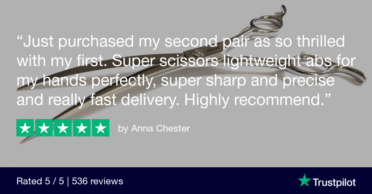 Trustpilot review of 7.5" Reversible Curved Dog Grooming Scissor by Abbfabb Grooming Scissors Ltd
