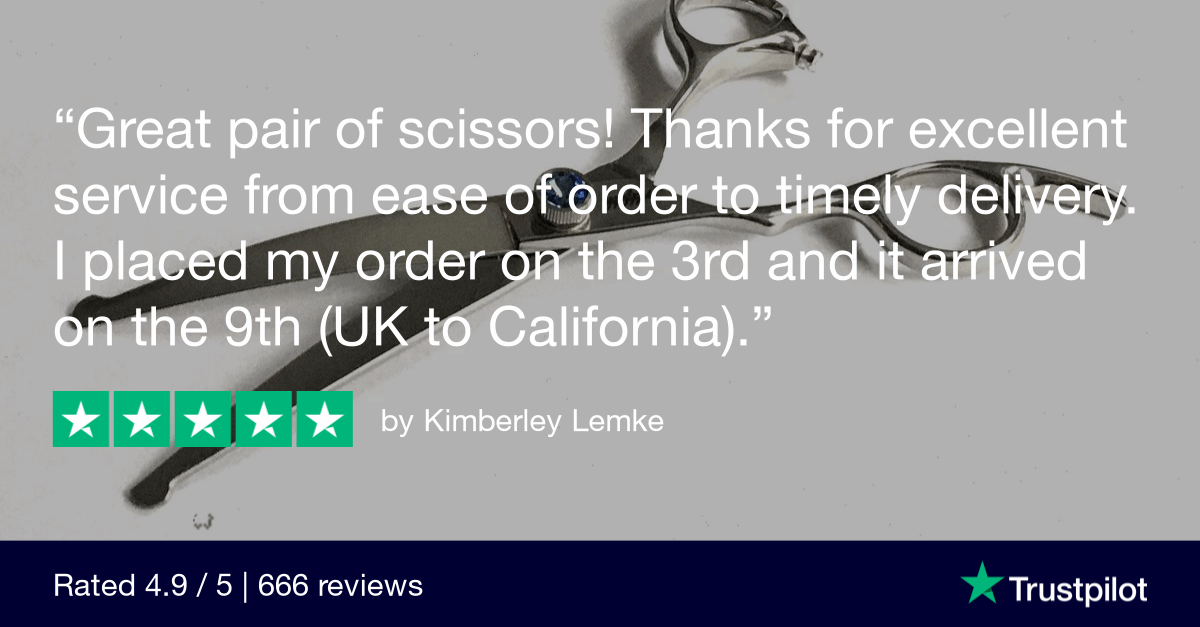 Customer review for Abbfabb Grooming Scissors Ltd Left Handed 6.5" Curved Bull Nose Scissor