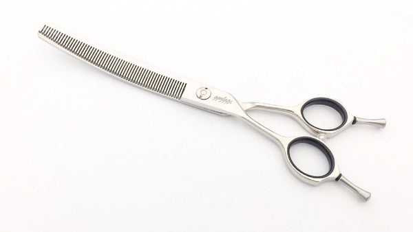 Abbfabb Grooming Scissors Ltd Left Handed 7” Reversible Curved Blending Dog Grooming Scissor. Left Handed 7" Flippable Blending Scissor with Micro Serrate Teeth. 