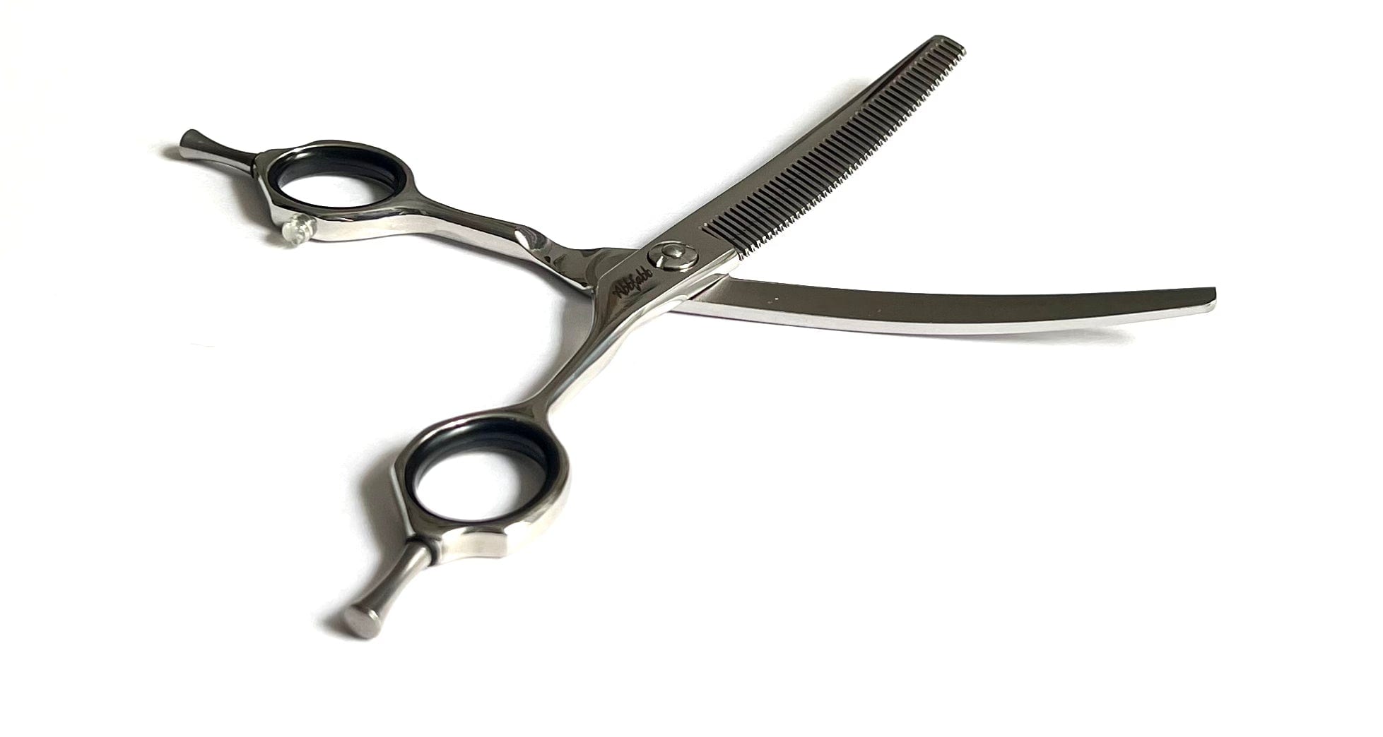 Abbfabb Grooming Scissors 6.5" 45 Teeth Reversible Curved Blending Dog Grooming Scissor with micro serrated teeth