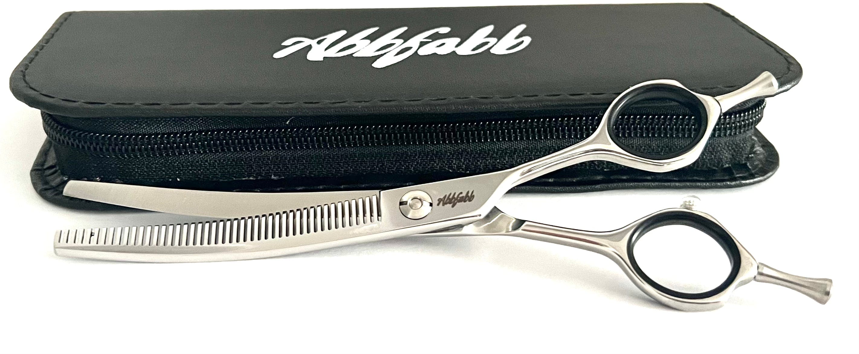 Abbfabb Grooming Scissors 6.5" 45 Teeth Reversible Curved Blending Dog Grooming Scissor with micro serrated teeth
