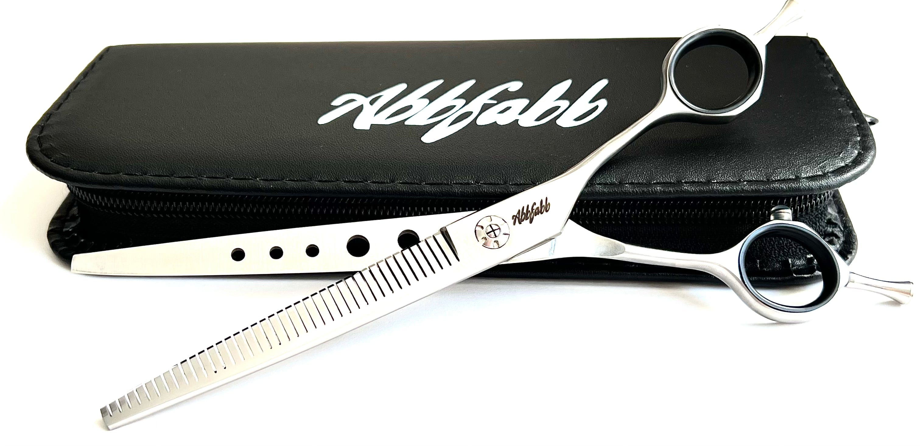 Abbfabb Grooming Scissors 7" 40 Piano Teeth Reversible Straight Thinning Scissor. 7" Flippable Fluffer