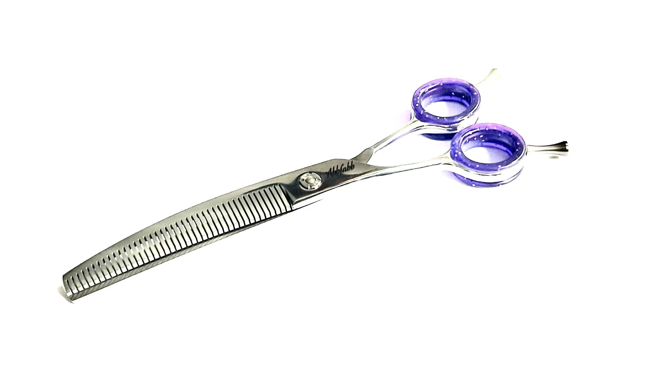 Abbfabb Grooming Scissors Ltd Left Handed 7" 40 Piano Teeth Reversible Curved Thinning Scissor. Left Handed 7" Flippable Curved Fluffer.