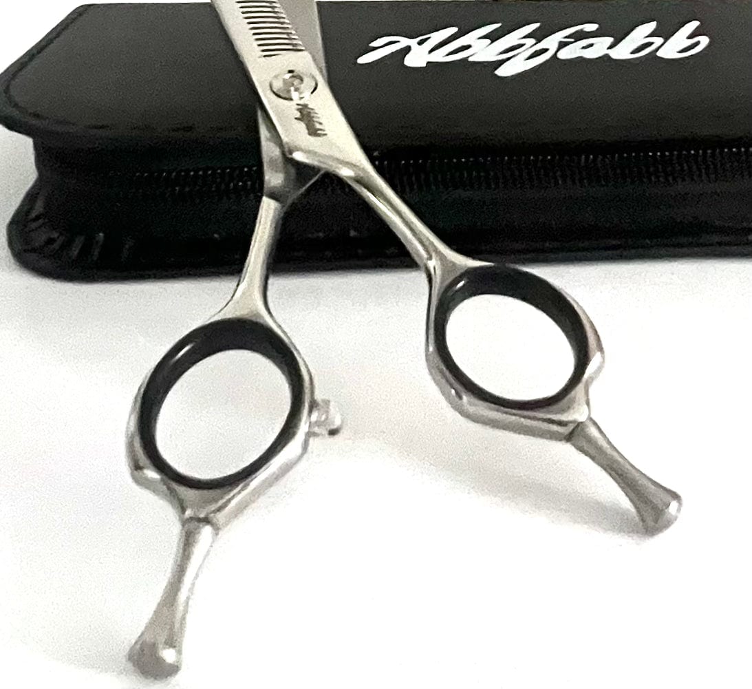Abbfabb Grooming Scissors 6.5" 45 Teeth Reversible Curved Blending Dog Grooming Scissor with micro serrated teeth