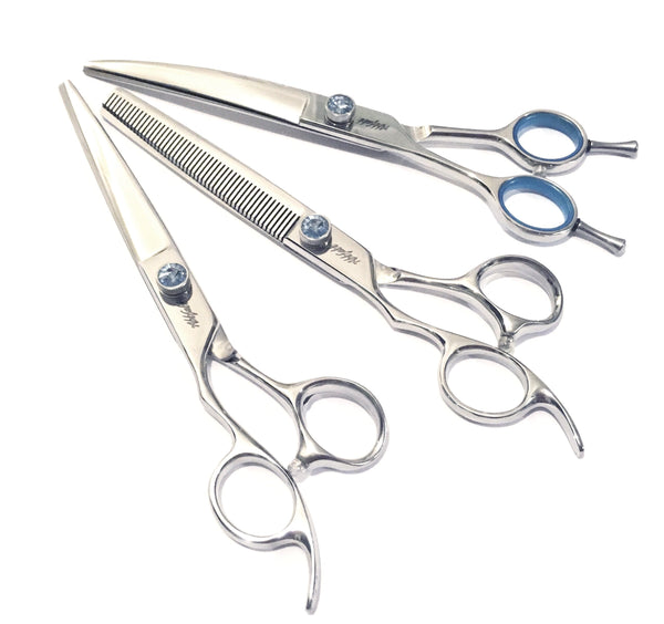 Abbfabb Grooming Scissors Ltd Left handed 7" Three Piece Blending Dog Grooming Scissor Set